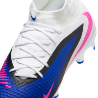 Nike Phantom 6 High Academy Gazon Naturel Artificiel Chaussures de Foot (MG) Bleu Blanc Rose Vif