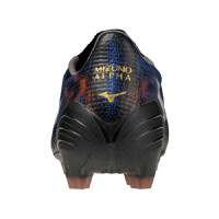 Mizuno Alpha III Japan Gazon Naturel Chaussures de Foot (FG) Noir Bleu Rouge Doré