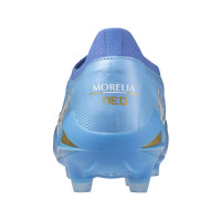 Mizuno Morelia Neo IV Beta Japan Gras Voetbalschoenen (FG) Blauw Grijs Goud