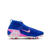 Nike Zoom Mercurial Superfly 10 Academy Gazon Naturel Artificiel Chaussures de Foot (MG) Enfants Bleu Blanc Rose Vif