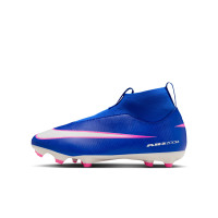 Nike Zoom Mercurial Superfly 10 Academy Gazon Naturel Artificiel Chaussures de Foot (MG) Enfants Bleu Blanc Rose Vif