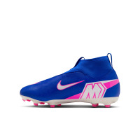 Nike Zoom Mercurial Superfly 10 Academy Gazon Naturel Artificiel Chaussures de Foot (MG) Enfants Bleu Blanc Rose Vif