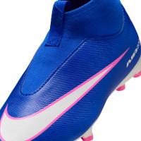 Nike Zoom Mercurial Superfly 10 Academy Gazon Naturel Artificiel Chaussures de Foot (MG) Enfants Bleu Blanc Rose Vif