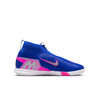 Nike Zoom Mercurial Superfly 10 Academy Sans Lacets Chaussures de Foot en Salle (IN) Enfants Bleu Blanc Rose Vif