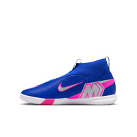 Nike Zoom Mercurial Superfly 10 Academy Sans Lacets Chaussures de Foot en Salle (IN) Enfants Bleu Blanc Rose Vif