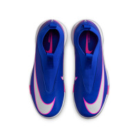 Nike Zoom Mercurial Superfly 10 Academy Sans Lacets Chaussures de Foot en Salle (IN) Enfants Bleu Blanc Rose Vif