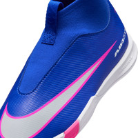 Nike Zoom Mercurial Superfly 10 Academy Sans Lacets Chaussures de Foot en Salle (IN) Enfants Bleu Blanc Rose Vif