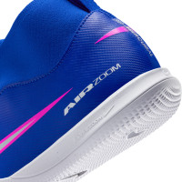 Nike Zoom Mercurial Superfly 10 Academy Sans Lacets Chaussures de Foot en Salle (IN) Enfants Bleu Blanc Rose Vif