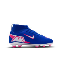 Nike Mercurial Superfly 10 Club Gazon Naturel Gazon Artificiel Chaussures de Foot (MG) Enfants Bleu Blanc Rose Vif
