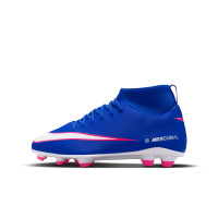 Nike Mercurial Superfly 10 Club Gazon Naturel Gazon Artificiel Chaussures de Foot (MG) Enfants Bleu Blanc Rose Vif