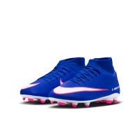 Nike Mercurial Superfly 10 Club Gazon Naturel Gazon Artificiel Chaussures de Foot (MG) Enfants Bleu Blanc Rose Vif