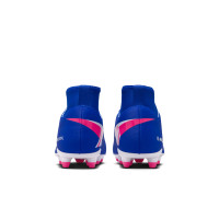 Nike Mercurial Superfly 10 Club Gazon Naturel Gazon Artificiel Chaussures de Foot (MG) Enfants Bleu Blanc Rose Vif