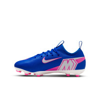 Nike Zoom Mercurial Vapor 16 Academy Gazon Naturel Artificiel Chaussures de Foot (MG) Enfants Bleu Blanc Rose Vif