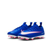 Nike Zoom Mercurial Vapor 16 Academy Gazon Naturel Artificiel Chaussures de Foot (MG) Enfants Bleu Blanc Rose Vif