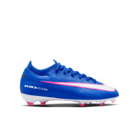 Nike Zoom Mercurial Vapor 16 Pro Gazon Naturel Chaussures de Foot (FG) Enfants Bleu Blanc Rose