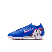 Nike Zoom Mercurial Vapor 16 Pro Gazon Naturel Chaussures de Foot (FG) Enfants Bleu Blanc Rose