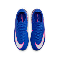 Nike Zoom Mercurial Vapor 16 Pro Gazon Naturel Chaussures de Foot (FG) Enfants Bleu Blanc Rose