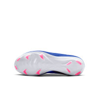 Nike Zoom Mercurial Vapor 16 Pro Gazon Naturel Chaussures de Foot (FG) Enfants Bleu Blanc Rose