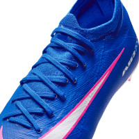 Nike Zoom Mercurial Vapor 16 Pro Gazon Naturel Chaussures de Foot (FG) Enfants Bleu Blanc Rose