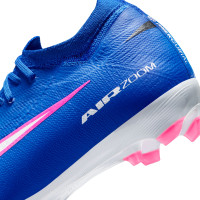 Nike Zoom Mercurial Vapor 16 Pro Gazon Naturel Chaussures de Foot (FG) Enfants Bleu Blanc Rose