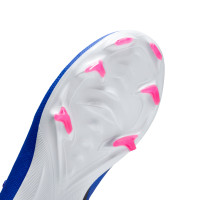 Nike Zoom Mercurial Vapor 16 Pro Gazon Naturel Chaussures de Foot (FG) Enfants Bleu Blanc Rose