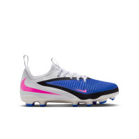 Nike Phantom 6 Low Academy Gazon Naturel Artificiel Chaussures de Foot (MG) Enfants Bleu Blanc Rose Vif