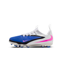 Nike Phantom 6 Low Academy Gazon Naturel Artificiel Chaussures de Foot (MG) Enfants Bleu Blanc Rose Vif