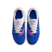 Nike Phantom 6 Low Academy Gazon Naturel Artificiel Chaussures de Foot (MG) Enfants Bleu Blanc Rose Vif