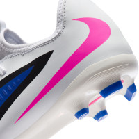 Nike Phantom 6 Low Academy Gazon Naturel Artificiel Chaussures de Foot (MG) Enfants Bleu Blanc Rose Vif