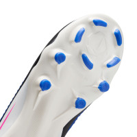 Nike Phantom 6 Low Academy Gazon Naturel Artificiel Chaussures de Foot (MG) Enfants Bleu Blanc Rose Vif