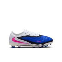 Nike Phantom 6 Low Pro Gazon Naturel Artificiel Chaussures de Foot (MG) Bleu Blanc Rose Vif