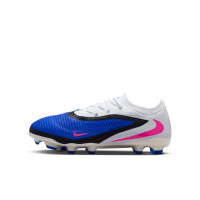 Nike Phantom 6 Low Pro Gazon Naturel Artificiel Chaussures de Foot (MG) Bleu Blanc Rose Vif