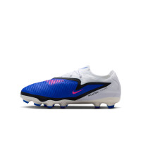 Nike Phantom 6 Low Pro Gazon Naturel Artificiel Chaussures de Foot (MG) Bleu Blanc Rose Vif