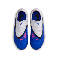 Nike Phantom 6 Low Pro Gazon Naturel Artificiel Chaussures de Foot (MG) Bleu Blanc Rose Vif