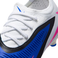 Nike Phantom 6 Low Pro Gazon Naturel Artificiel Chaussures de Foot (MG) Bleu Blanc Rose Vif