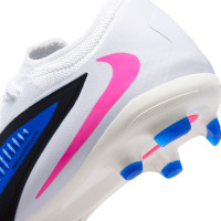 Nike Phantom 6 Low Pro Gazon Naturel Artificiel Chaussures de Foot (MG) Bleu Blanc Rose Vif