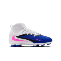 Nike Phantom 6 High Club Gras / Kunstgras Voetbalschoenen (MG) Kids Blauw Wit Felroze