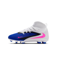 Nike Phantom 6 High Club Gras / Kunstgras Voetbalschoenen (MG) Kids Blauw Wit Felroze