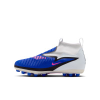 Nike Phantom 6 High Academy Gazon Naturel Artificiel Chaussures de Foot (MG) Enfants Bleu Blanc Rose Vif