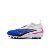 Nike Phantom 6 High Academy Gazon Naturel Artificiel Chaussures de Foot (MG) Enfants Bleu Blanc Rose Vif