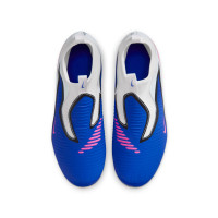 Nike Phantom 6 High Academy Gras / Kunstgras Voetbalschoenen (MG) Kids Blauw Wit Felroze