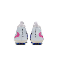Nike Phantom 6 High Academy Gras / Kunstgras Voetbalschoenen (MG) Kids Blauw Wit Felroze