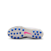 Nike Phantom 6 High Academy Gras / Kunstgras Voetbalschoenen (MG) Kids Blauw Wit Felroze
