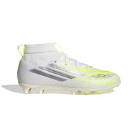 adidas F50 Sparkfusion League Gazon Naturel Artificiel Chaussures de Foot (MG) Enfants Blanc Gris Néon Jaune