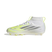 adidas F50 Sparkfusion League Gazon Naturel Artificiel Chaussures de Foot (MG) Enfants Blanc Gris Néon Jaune