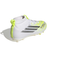 adidas F50 Sparkfusion League Gazon Naturel Artificiel Chaussures de Foot (MG) Enfants Blanc Gris Néon Jaune