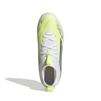 adidas F50 Sparkfusion League Gazon Naturel Artificiel Chaussures de Foot (MG) Enfants Blanc Gris Néon Jaune