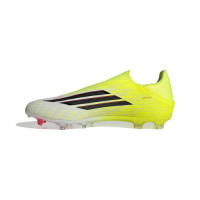 adidas F50 League Sans Lacets Gazon Naturel Artificiel Chaussures de Foot (MG) Néon Jaune Noir Rouge