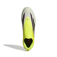 adidas F50 League Sans Lacets Gazon Naturel Artificiel Chaussures de Foot (MG) Néon Jaune Noir Rouge