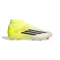 adidas F50 League Mid Gazon Naturel Artificiel Chaussures de Foot (MG) Néon Jaune Noir Rouge